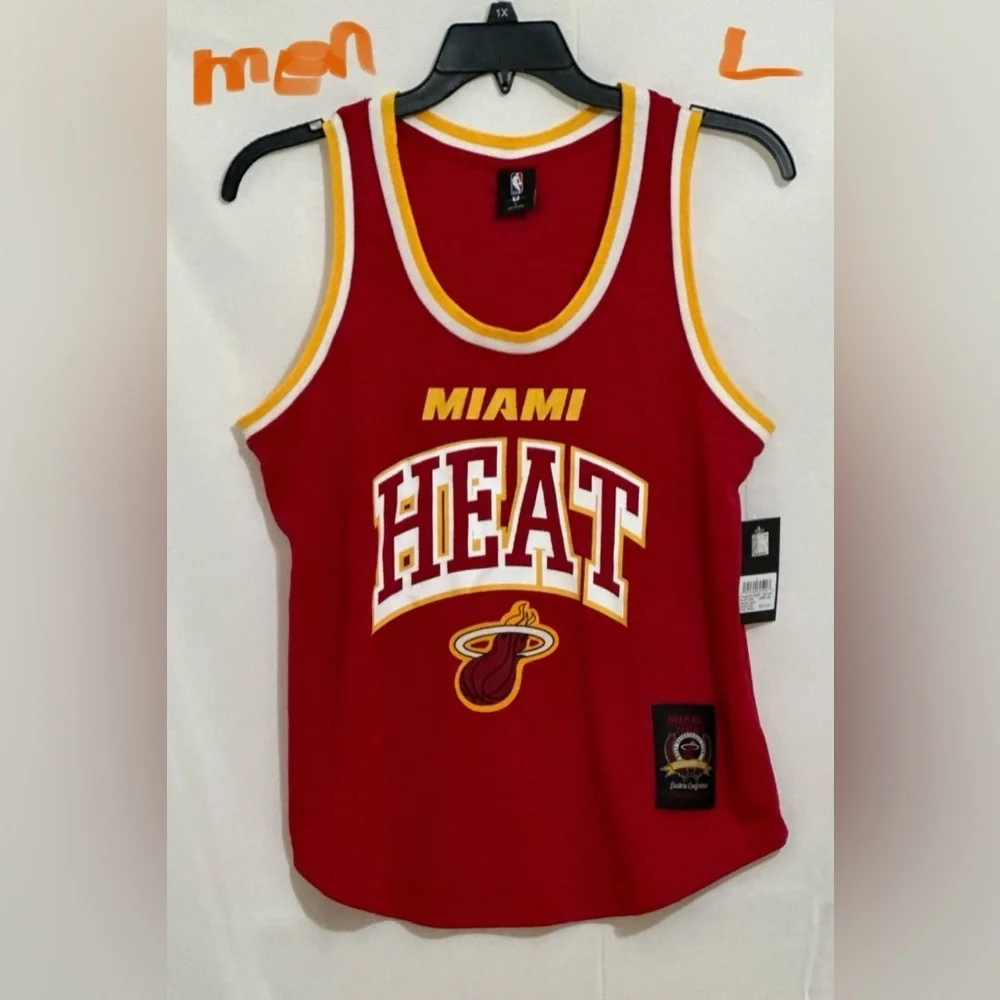 MENS RED & YELLOW MIAMI HEAT BASKETBALL 🏀 TANK TOP